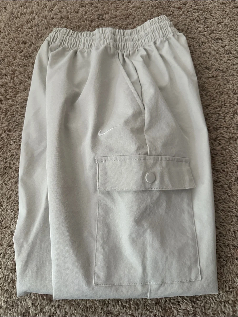 Nike Kids Light Gray Cargo Joggers with Elastic Cuffs